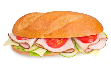 Fresh turkey submarine sandwich wich swiss cheese