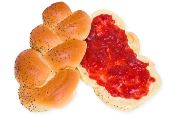 Sweet roll with strawberry jam