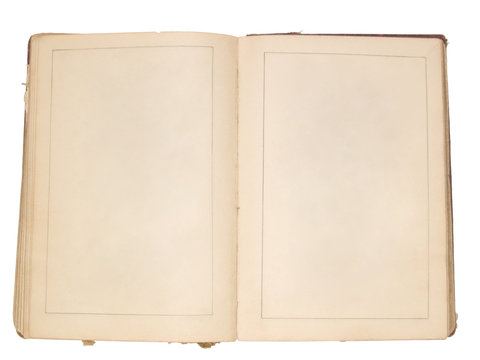 Old book opened to a pair of blank pages