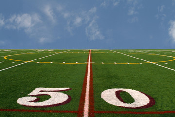 Football field at the edge of the earth