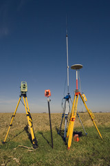 GPS unit, Total station and Prism
