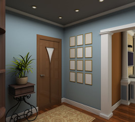 3D render  interior of vestibule