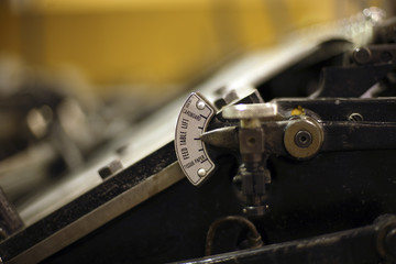 Detail of ancient old printing press 