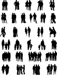 couples,groups and families silhouettes