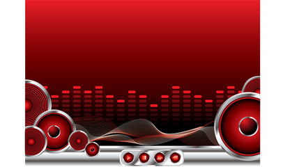 abstract music background in red and black with copy space