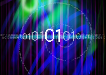 Digital binary code superimposed