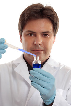 Scientist or doctor with laboratory research sample
