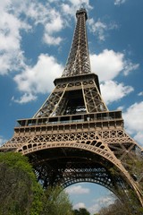 Fototapeta na wymiar Wide-angle view of the Eiffel Tower
