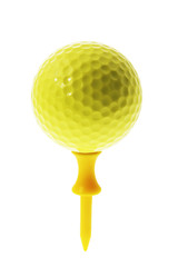 Yellow Golf Ball on Tee