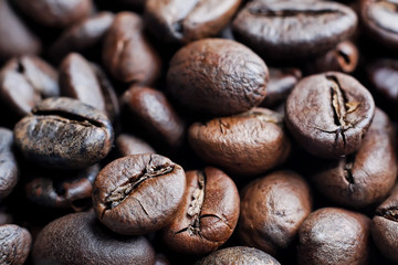 Extreme closeup of coffee beans