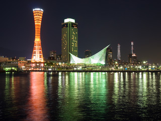 Kobe port night scene