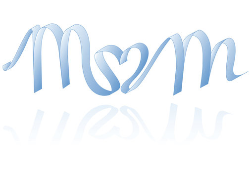 Blue ribbon writing mom - a is a heart shape