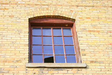 Single Window with a Broken Pane, in an Old Abandoned Paper Mill