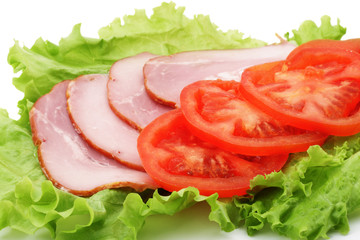 Ham, tomato and lettuce