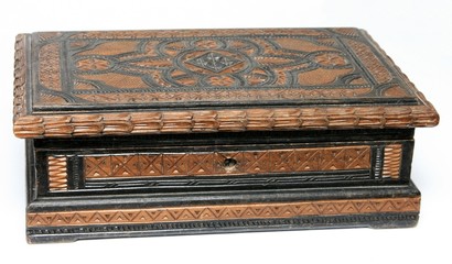 Traditional hand-worked romanian wooden box