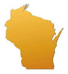Obraz premium Wisconsin (USA) map filled with orange gradient
