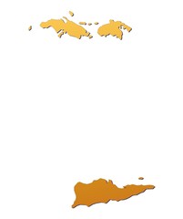 Virgin Islands map filled with orange gradient.