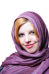 Young woman with headscarf