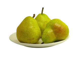 Pears on white dish