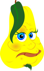 vector illustration of yellow pear cartoon character