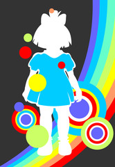 Obraz na płótnie Canvas girl and rainbow