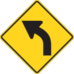 Road Sign - Left Turn Warning
