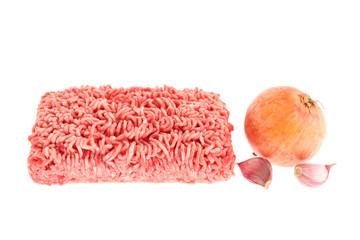 Minced meat, onion and garlic.