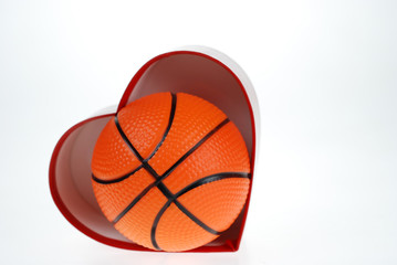 Baseketball in Heart shaped box