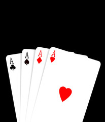Four aces on black background
