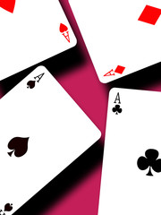 Four aces on a red gradient background