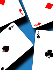 Four aces on a red gradient background