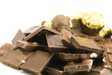 chocolate slices close up