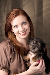 Attractive Young Woman and Her Adorable Yorki-poo