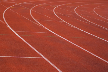 a tracks on red field