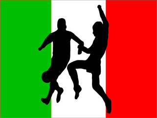 Footballers on Italian Background