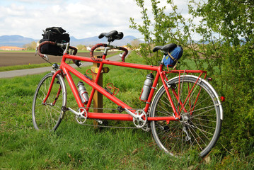 Naklejka premium Tandem dans la campagne