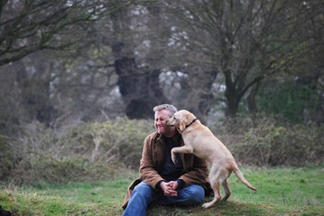 Man and puppy