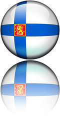 Drapeau Finlande Armoiries 3D Reflet