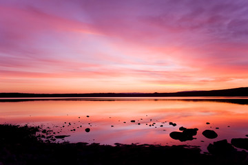 romantic sunset over sea water