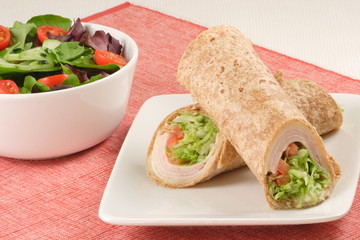 smoked turkey wrapped with wheat tortilla