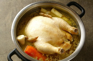 Cooking chicken broth