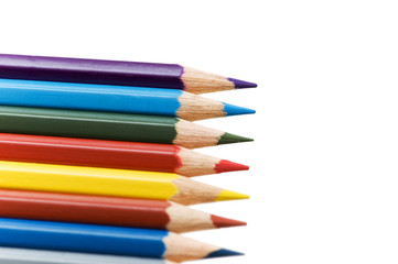 Various colour pencils isolated on the white