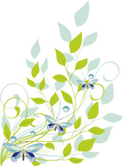 leaves and butterflies - vector