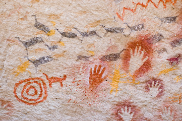 ancient cave paintings, Patagonia, Argentina.