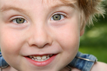 Closeup on a young boys face