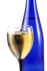 Bottle of wine and glass isolated on white