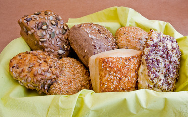 setting of various kind of wholegrain bakery
