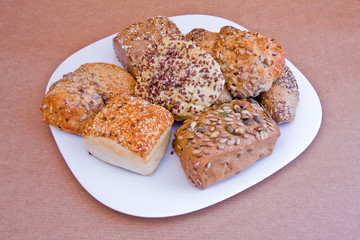 setting of various kind of wholegrain bakery