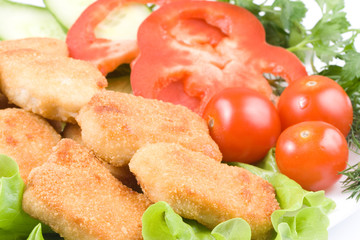 Chicken nuggets with vegetables