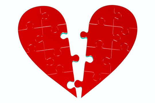 deux moitiés de coeur en puzzle